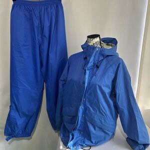 Vintage LL Bean Stowaway Rain Jacket Pants Set Gore-Tex Womens Track Suit Large